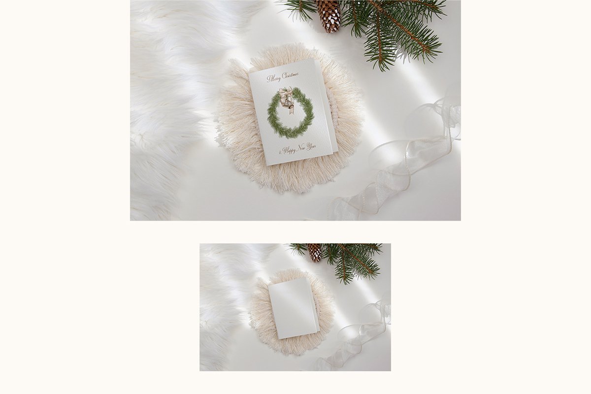 23款简约带阴影圣诞节贺卡卡片样机套装 Christmas Bundle Card Mockup_img_2