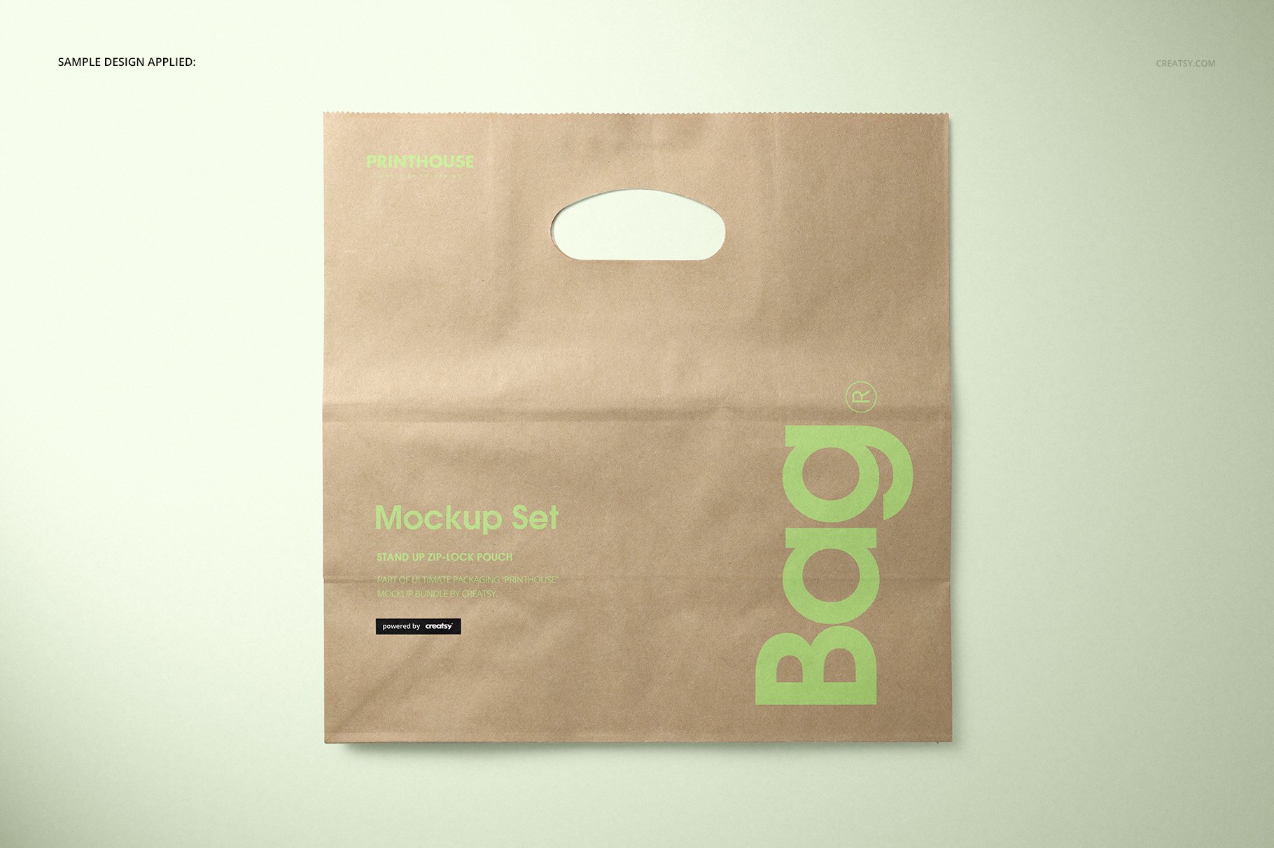 横切牛皮纸购物手提袋设计展示贴图样机套装 Die Cut Kraft Paper Bag Mockup Set_img_2