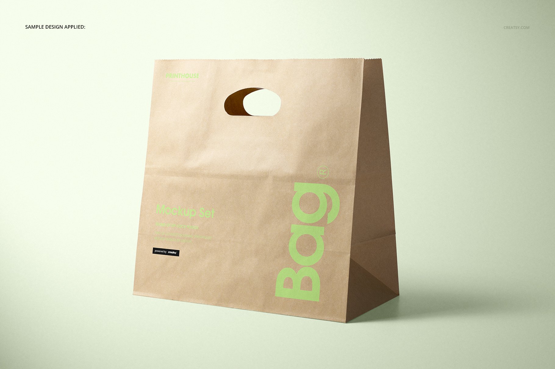 横切牛皮纸购物手提袋设计展示贴图样机套装 Die Cut Kraft Paper Bag Mockup Set_img_2