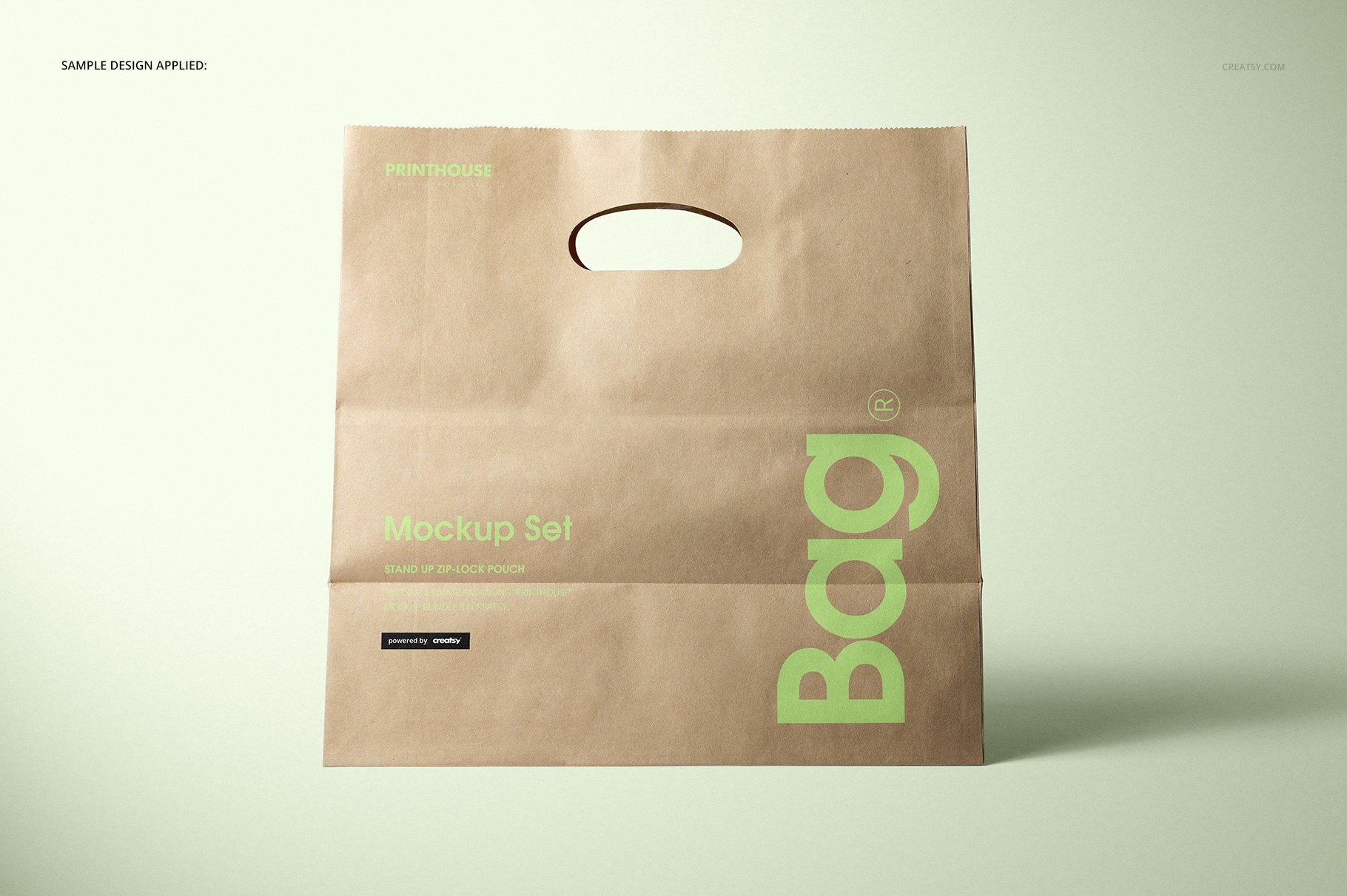 横切牛皮纸购物手提袋设计展示贴图样机套装 Die Cut Kraft Paper Bag Mockup Set_img_2