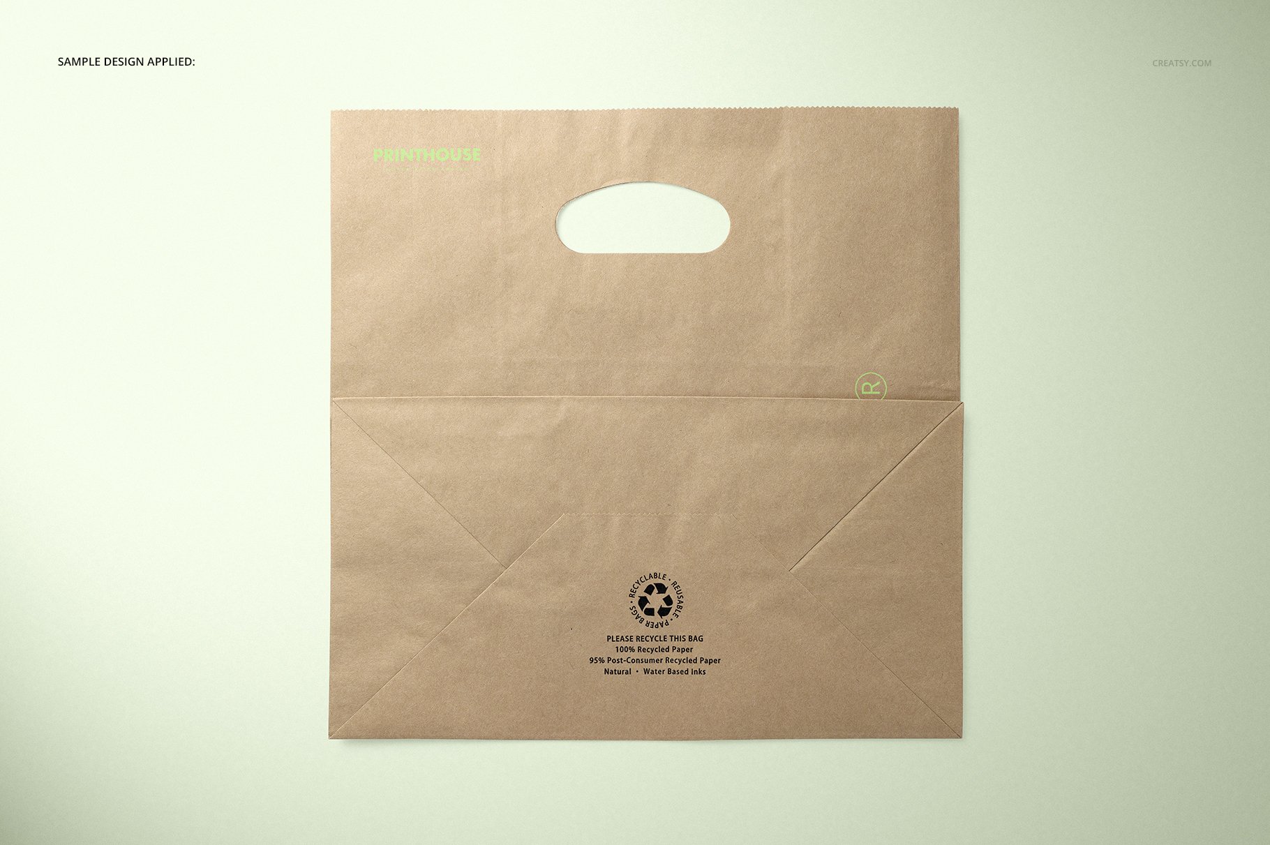 横切牛皮纸购物手提袋设计展示贴图样机套装 Die Cut Kraft Paper Bag Mockup Set_img_2