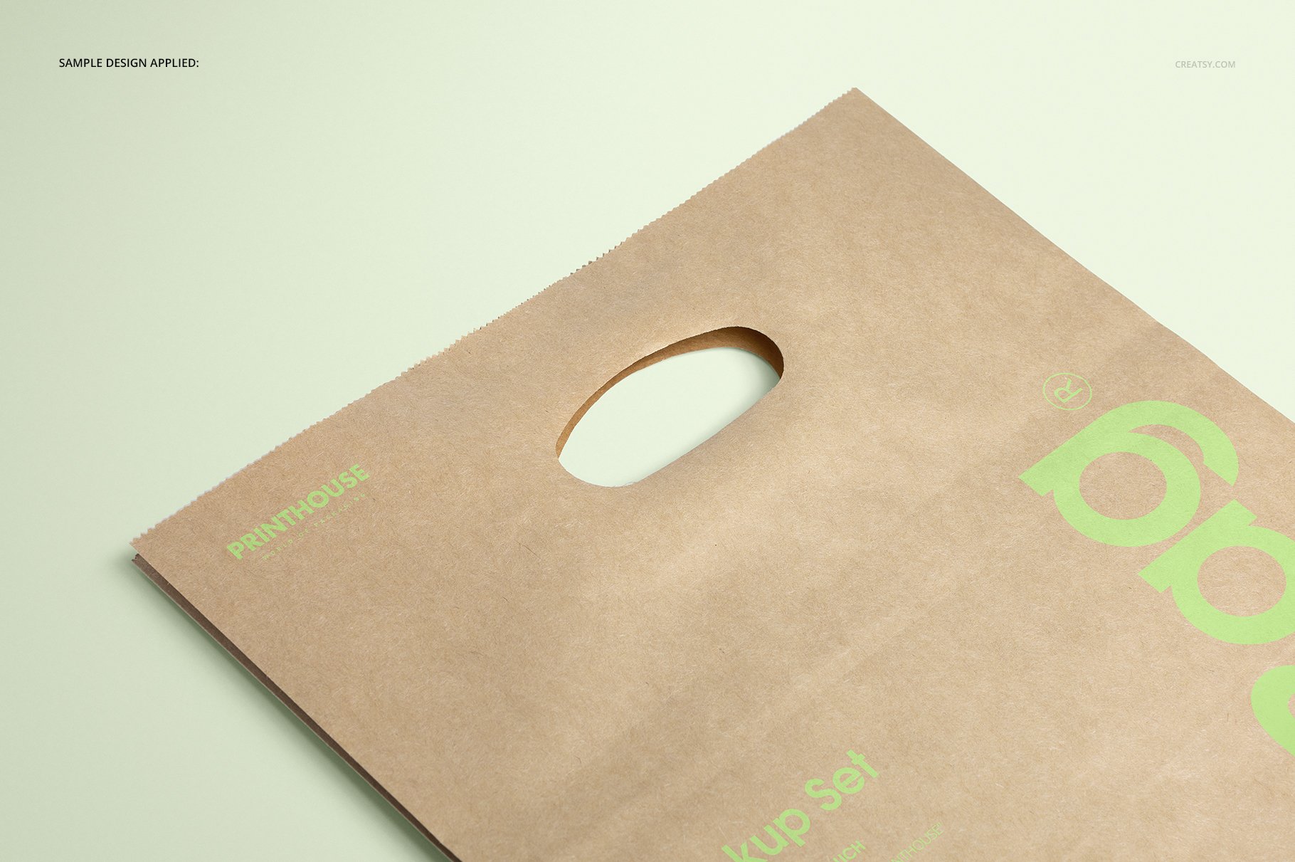 横切牛皮纸购物手提袋设计展示贴图样机套装 Die Cut Kraft Paper Bag Mockup Set_img_2