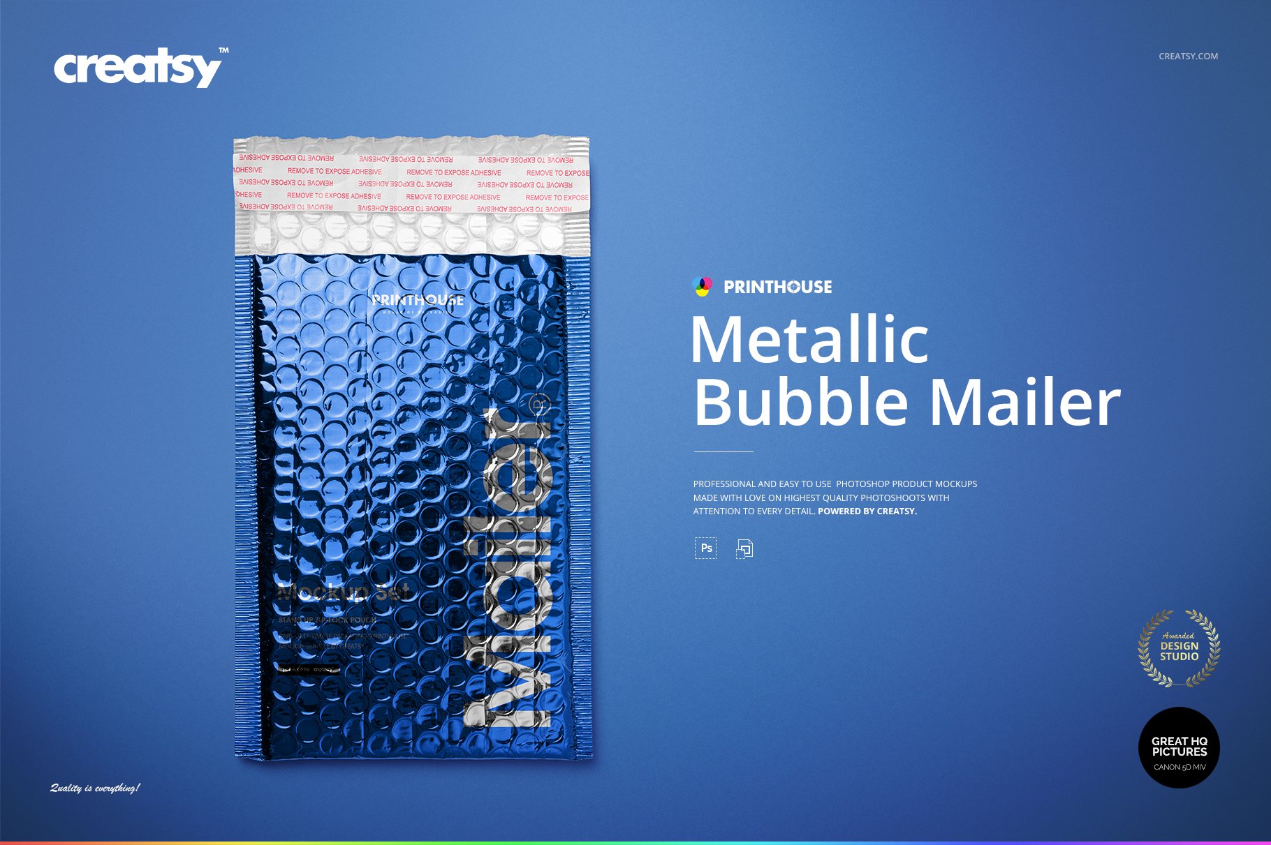 潮流金属铝箔快递邮件气泡塑料包装袋设计展示样机合集 Metallic Bubble Mailer Mockup Set_img_2