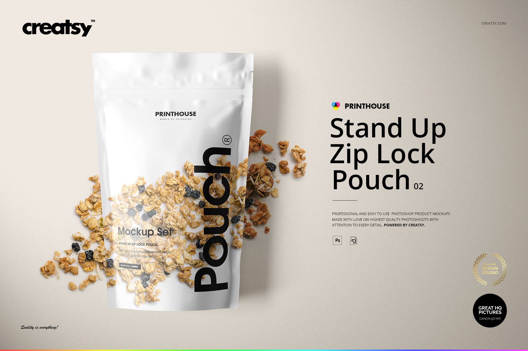 简约立式拉链锁食品自封袋塑料袋设计展示样机合集 Stand Up Pouch Mockup Set 2_img_2