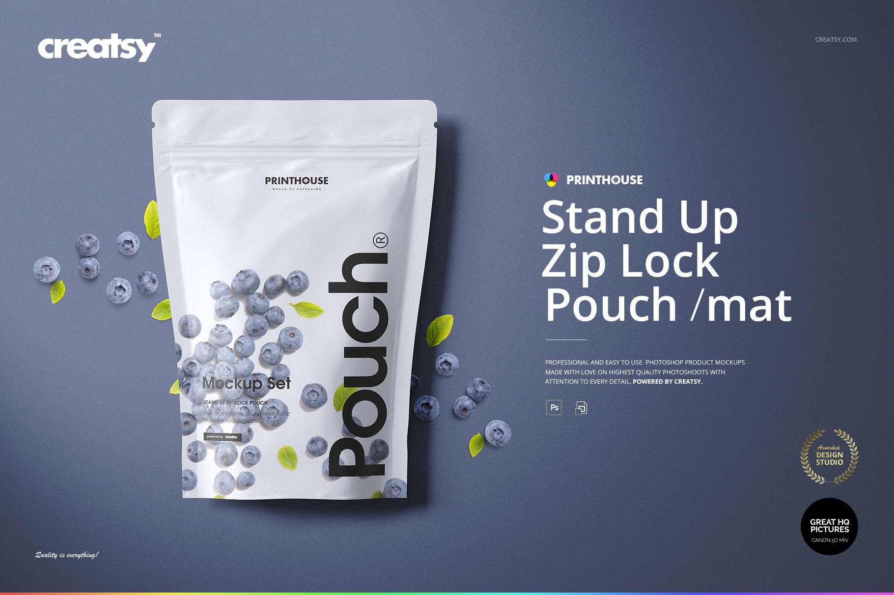 简约立式拉链锁食品自封袋塑料袋设计展示样机合集 Stand Up Pouch (mat) Mockup Set_img_2