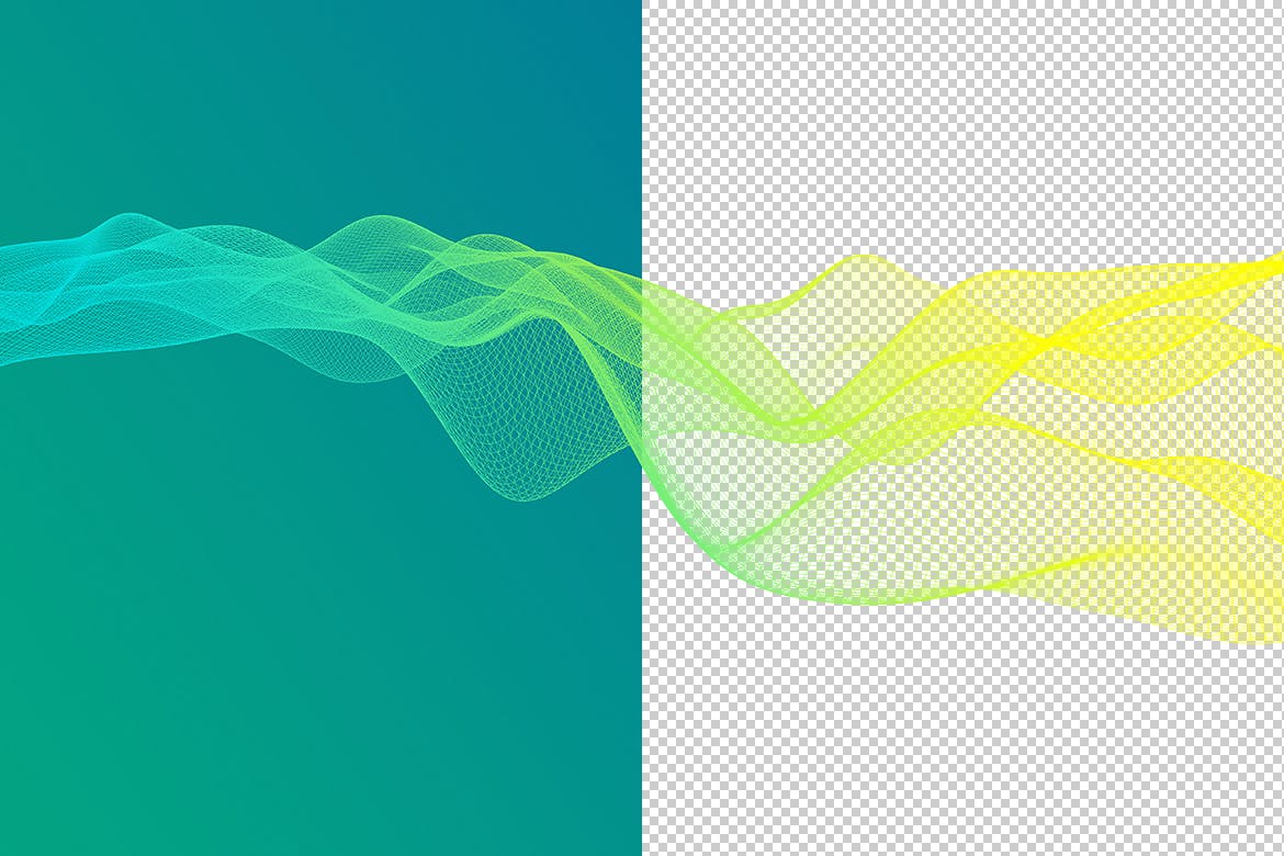 10款抽象透明渐变网格波纹理图片设计素材 Gradient Network Wave Backgrounds_img_2