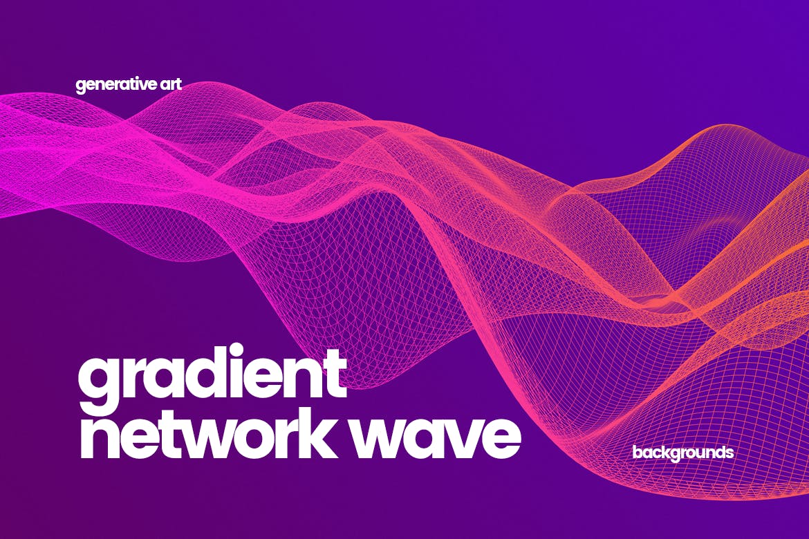 10款抽象透明渐变网格波纹理图片设计素材 Gradient Network Wave Backgrounds_img_2