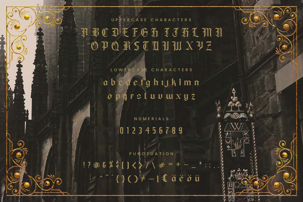 复古哥特风格LOGO平面海报标题设计衬线英文字体 Tendencious - Vintage Gothic Display Typeface_img_2