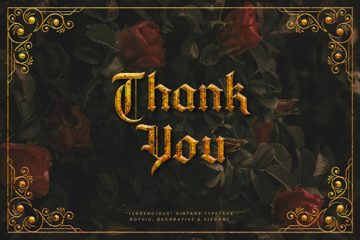 复古哥特风格LOGO平面海报标题设计衬线英文字体 Tendencious - Vintage Gothic Display Typeface_img_2