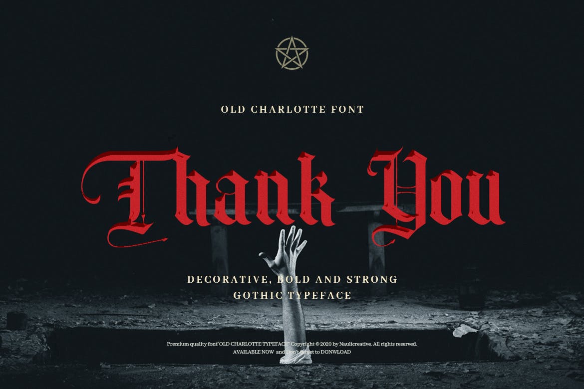 时尚复古哥特风格衬线英文字体素材 Old Charlotte - Bold Decorative Gothic Font_img_2