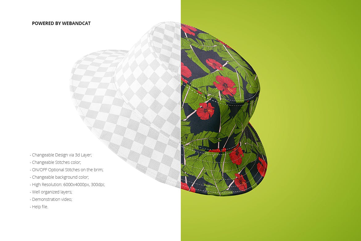 4款渔夫帽LOGO印花图案设计展示样机模板 Bucket Hat Mockup_img_2