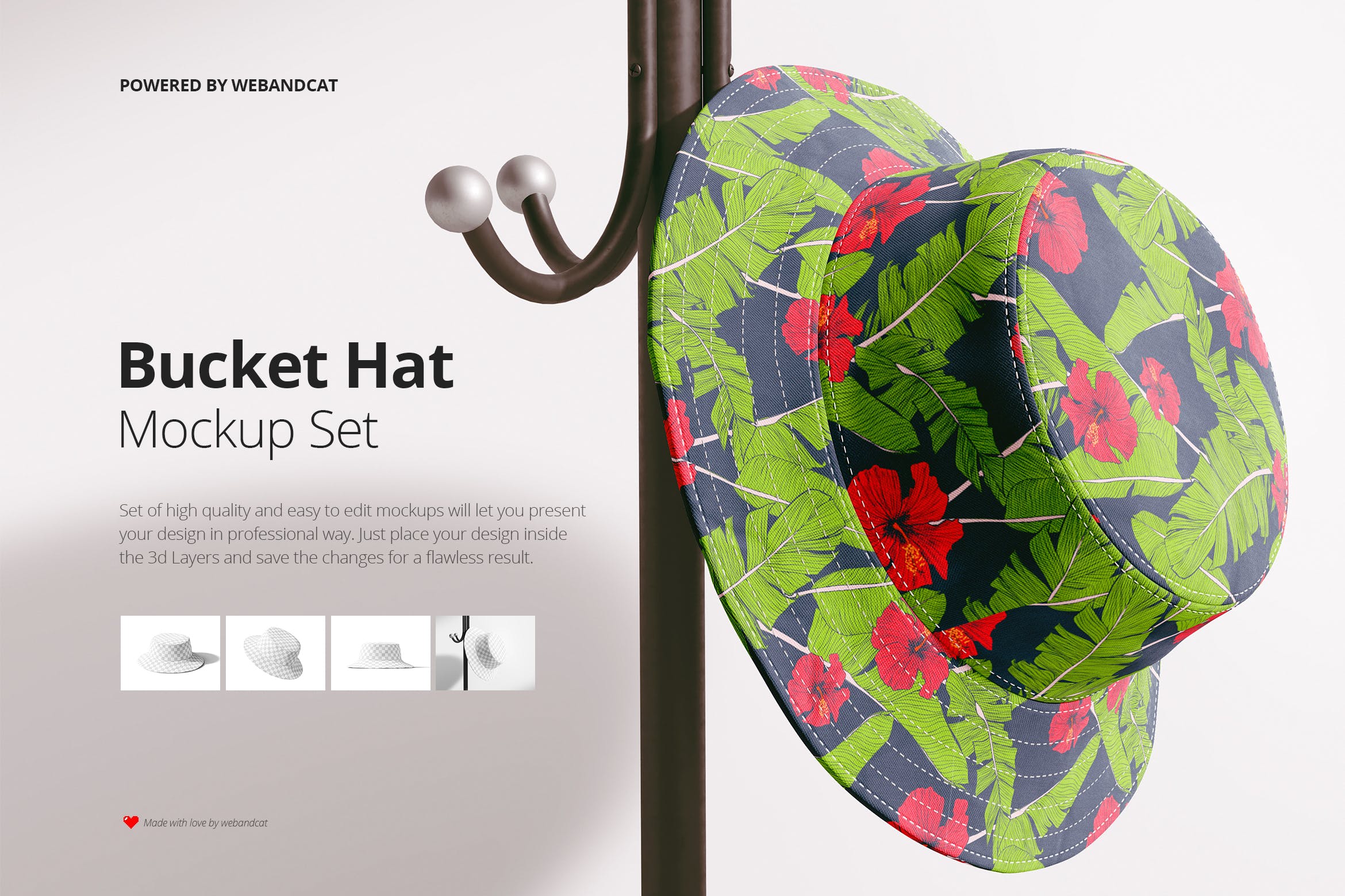 4款渔夫帽LOGO印花图案设计展示样机模板 Bucket Hat Mockup_img_2