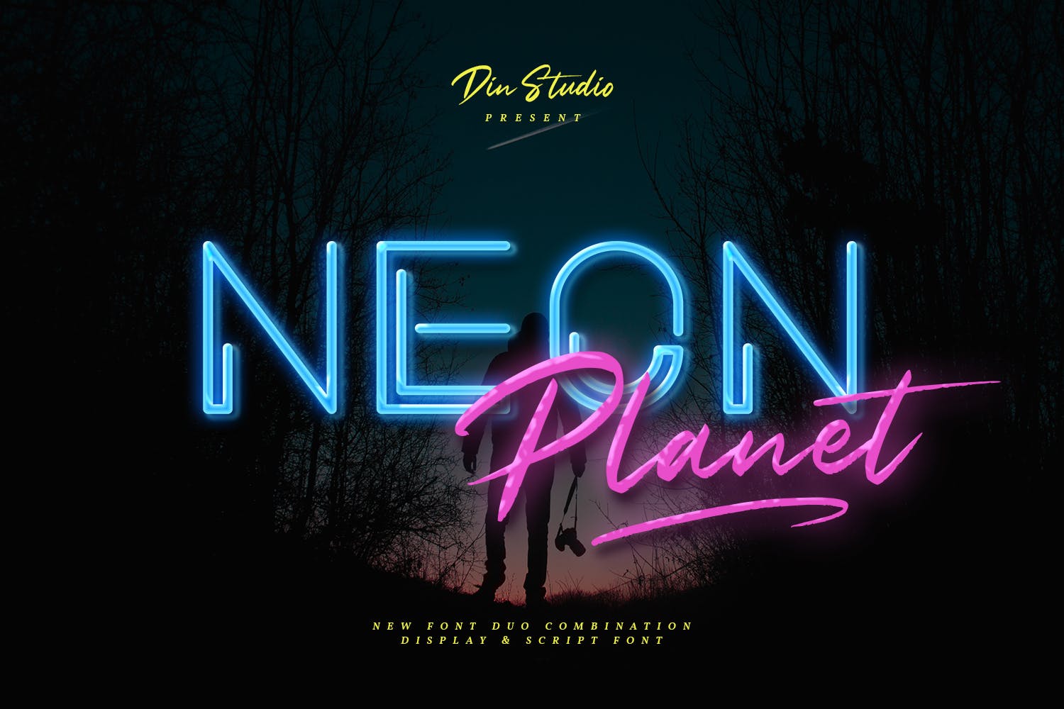 现代未来派手写英文字体素材 Neon Planet - Display Font Duo_img_2