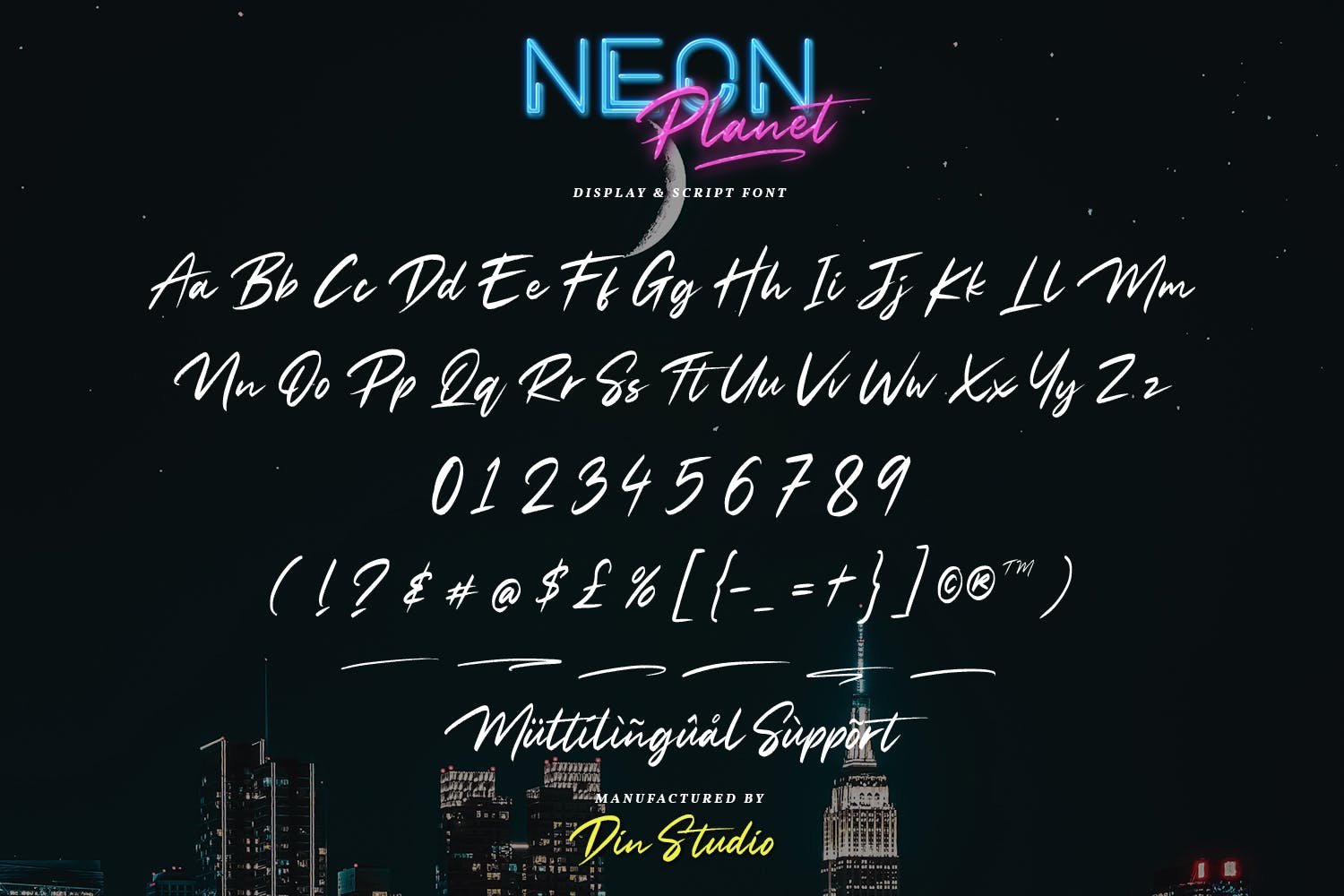 现代未来派手写英文字体素材 Neon Planet - Display Font Duo_img_2