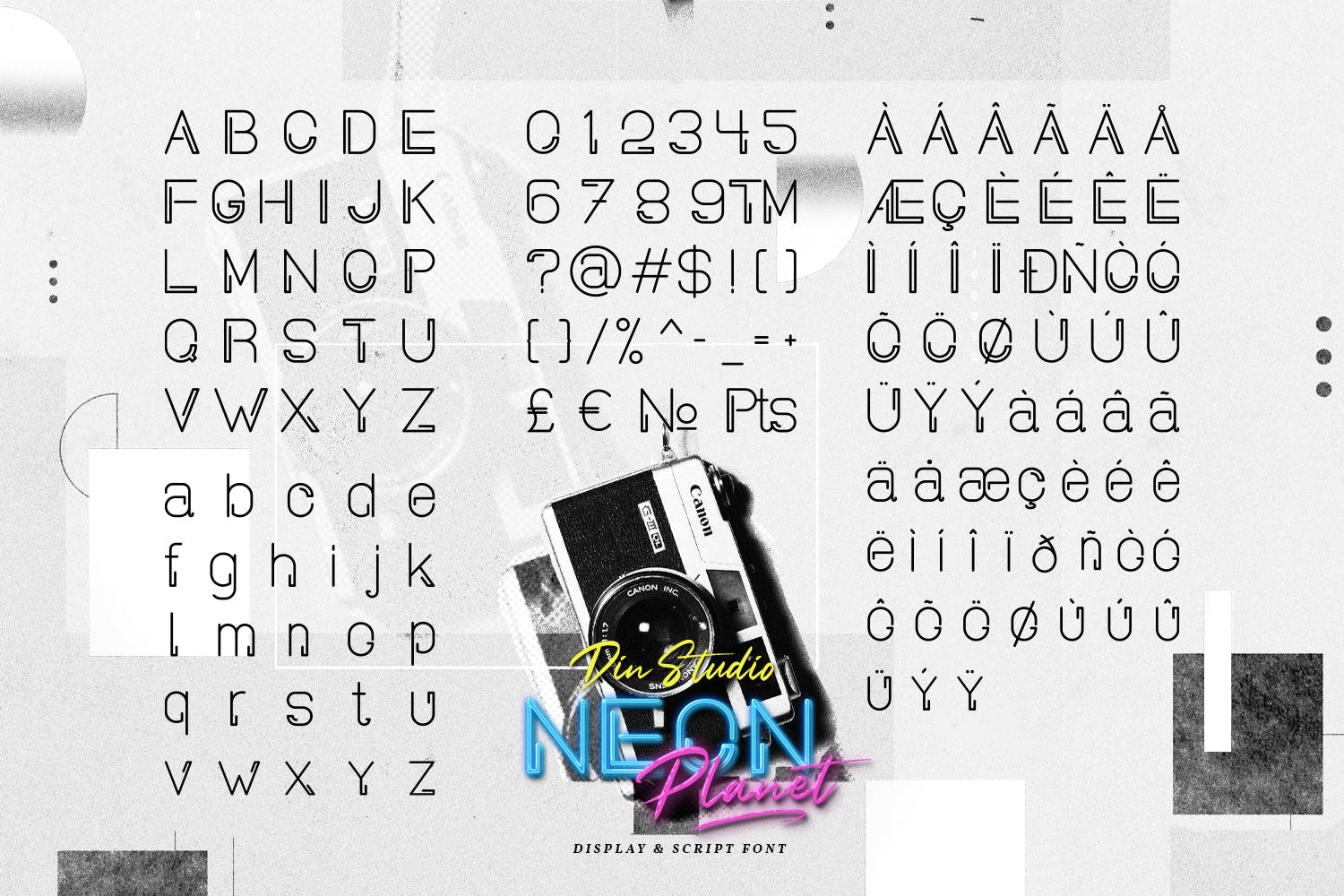 现代未来派手写英文字体素材 Neon Planet - Display Font Duo_img_2