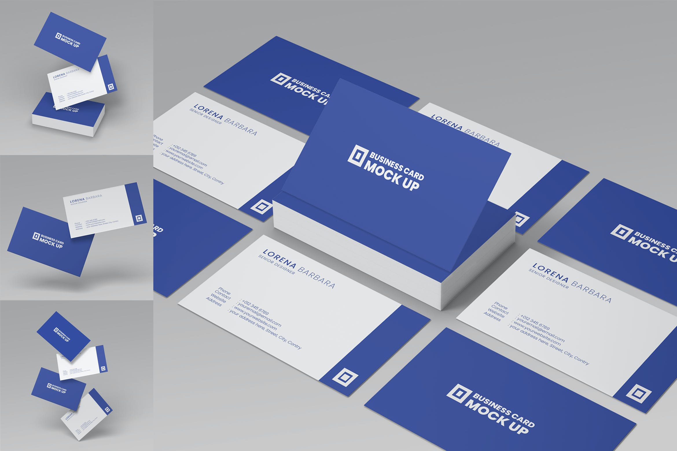 逼真优雅商务名片卡片设计智能贴图样机模板 Business Card Mockup VOL 3_img_2