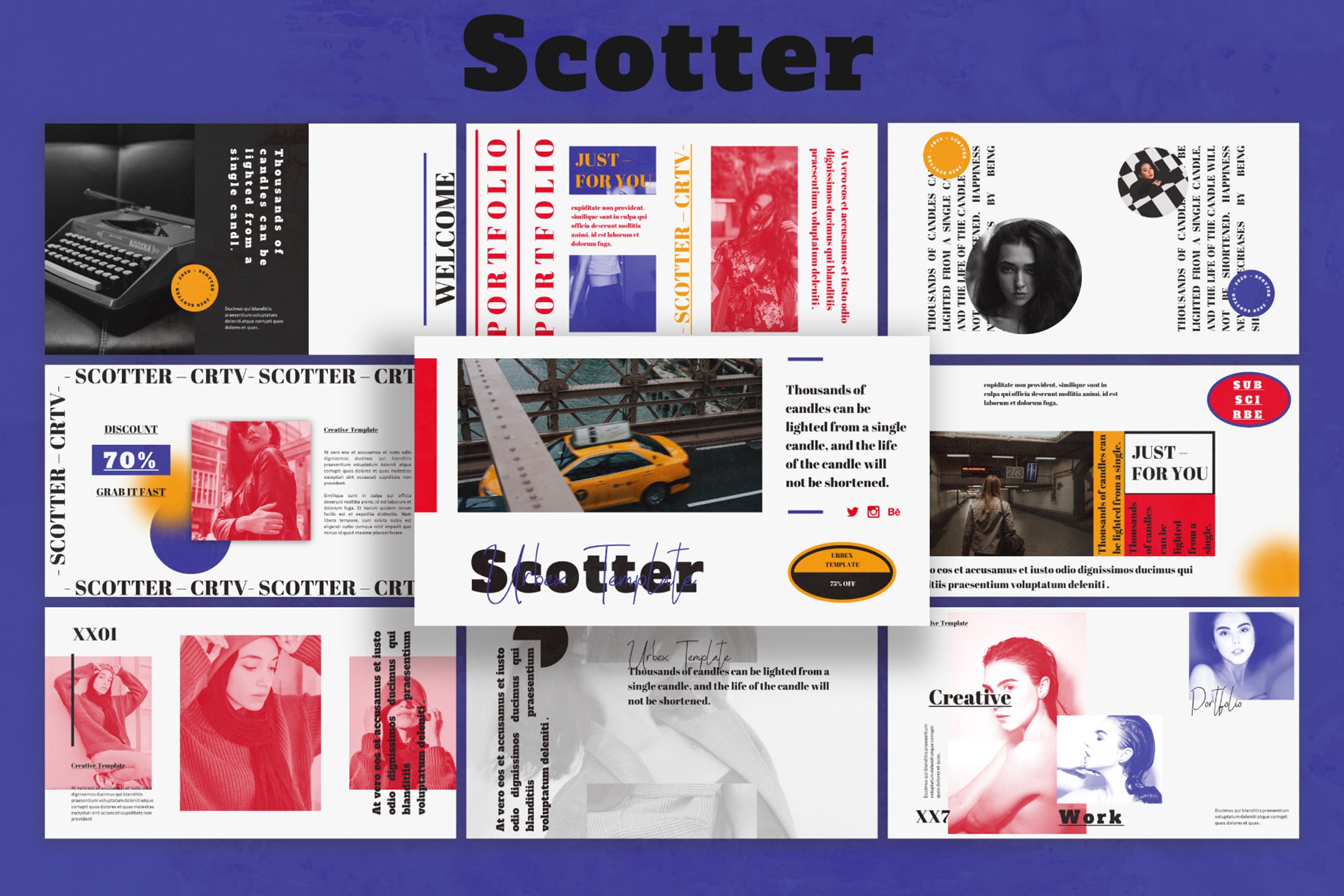 潮流撞色时装作品集演示文稿设计模板 Scotter - Powerpoint Template_img_2