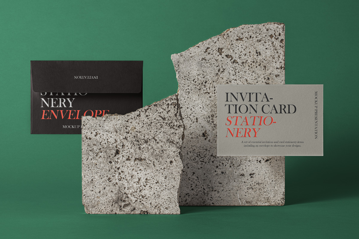 邀请卡信封设计展示样机模板 Psd Invitation Mockup Set_img_2