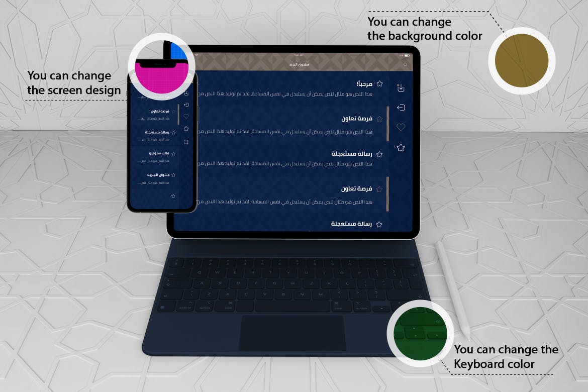 自适应网站APP设计苹果iPhone & iPad Pro屏幕演示样机模板 Arabic iPhone & iPad Pro Mockup_img_2