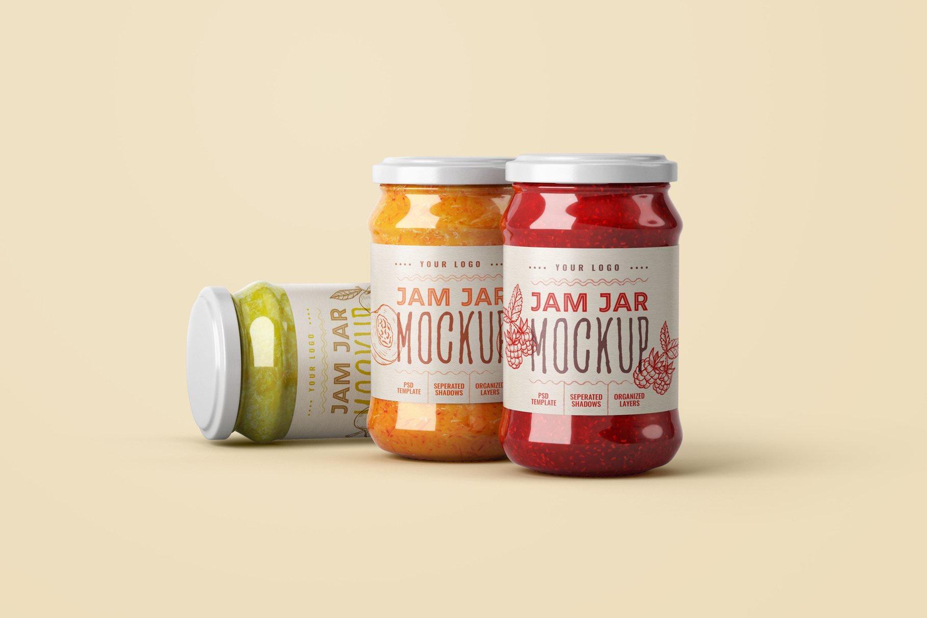12款果酱罐标签设计智能贴图样机套装 Jam Jar Mockup Set | Label Design_img_2