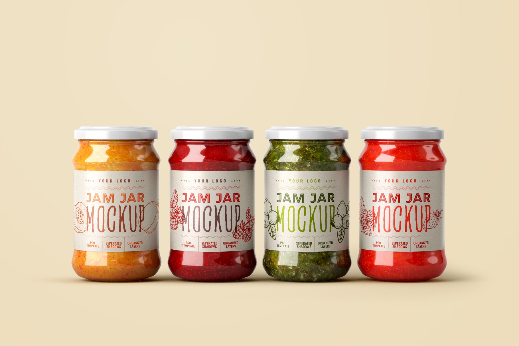 12款果酱罐标签设计智能贴图样机套装 Jam Jar Mockup Set | Label Design_img_2