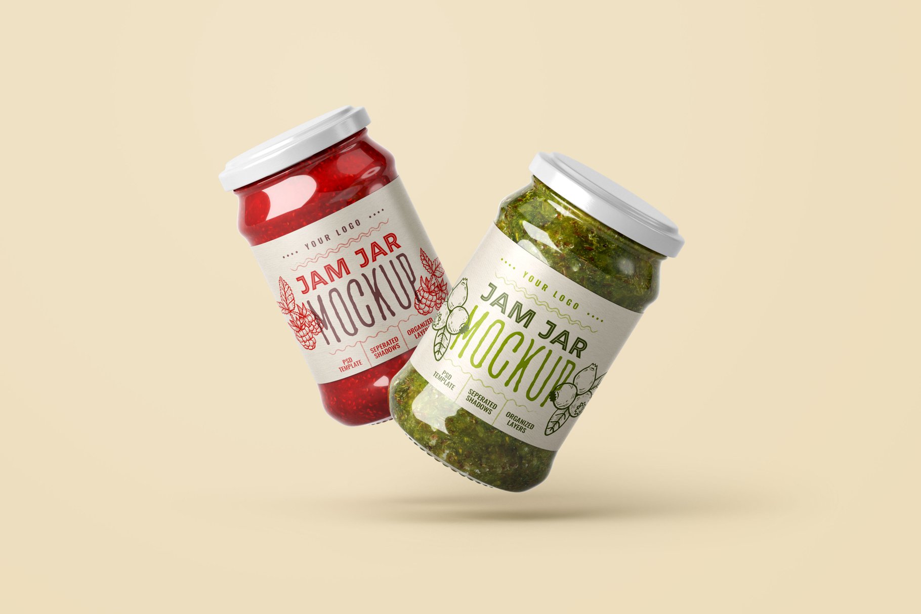 12款果酱罐标签设计智能贴图样机套装 Jam Jar Mockup Set | Label Design_img_2