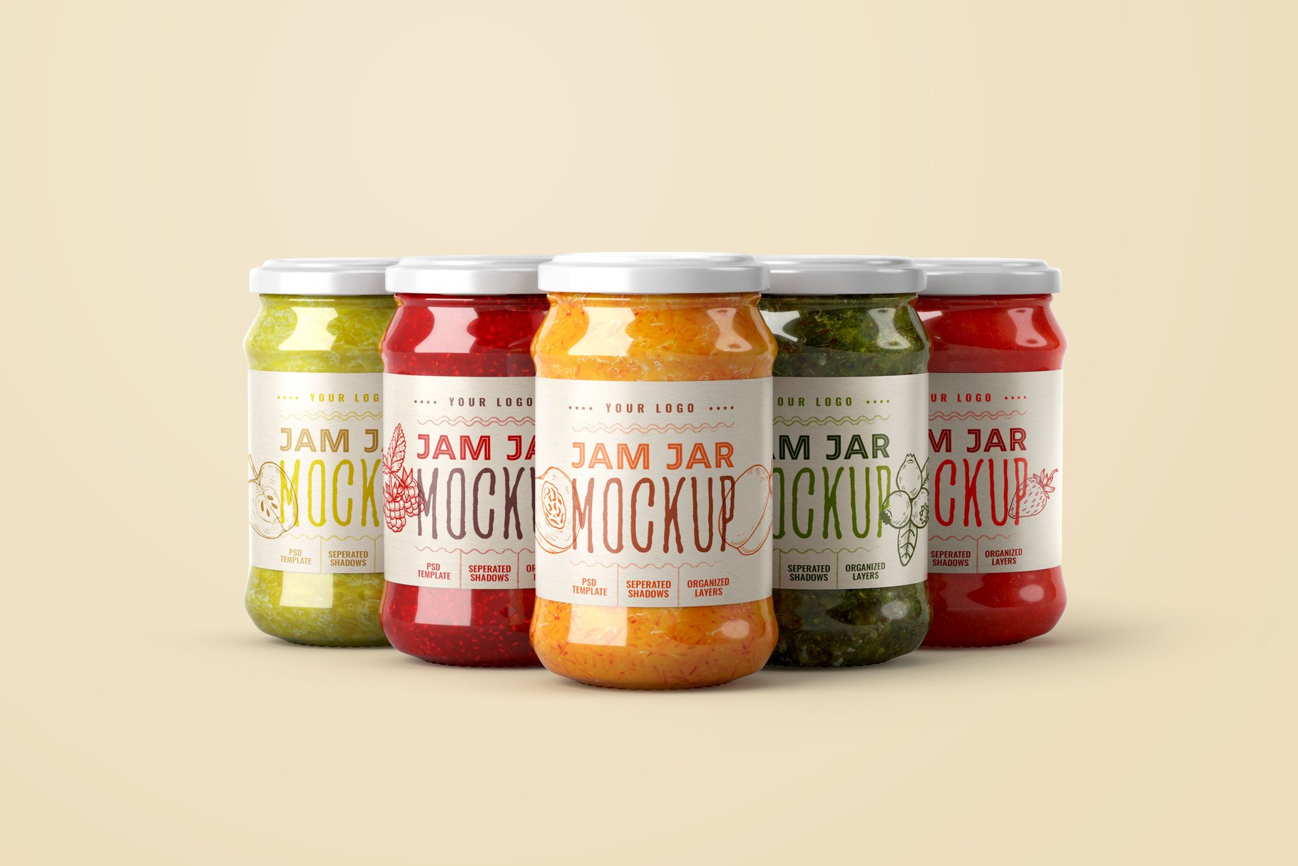 12款果酱罐标签设计智能贴图样机套装 Jam Jar Mockup Set | Label Design_img_2