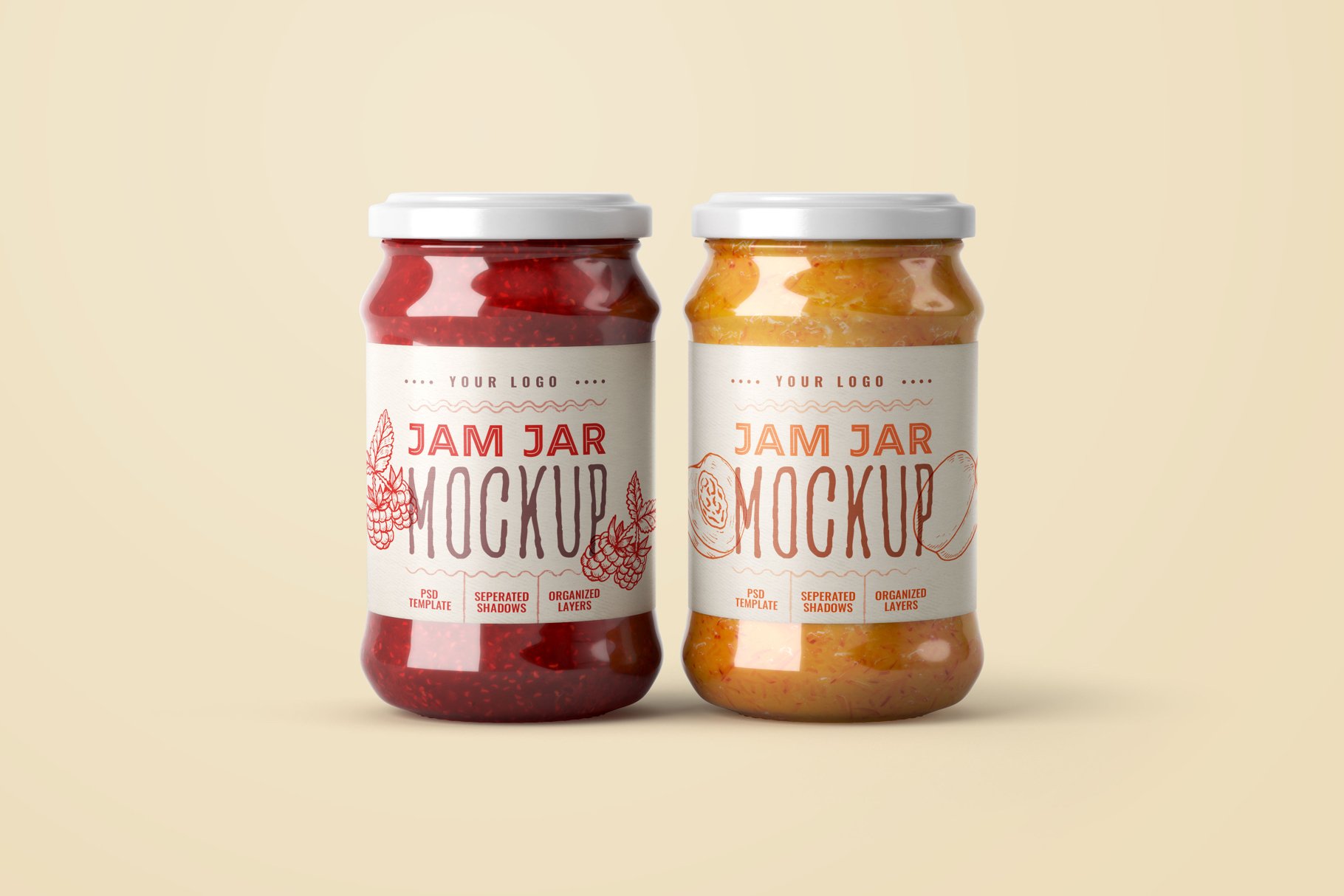 12款果酱罐标签设计智能贴图样机套装 Jam Jar Mockup Set | Label Design_img_2