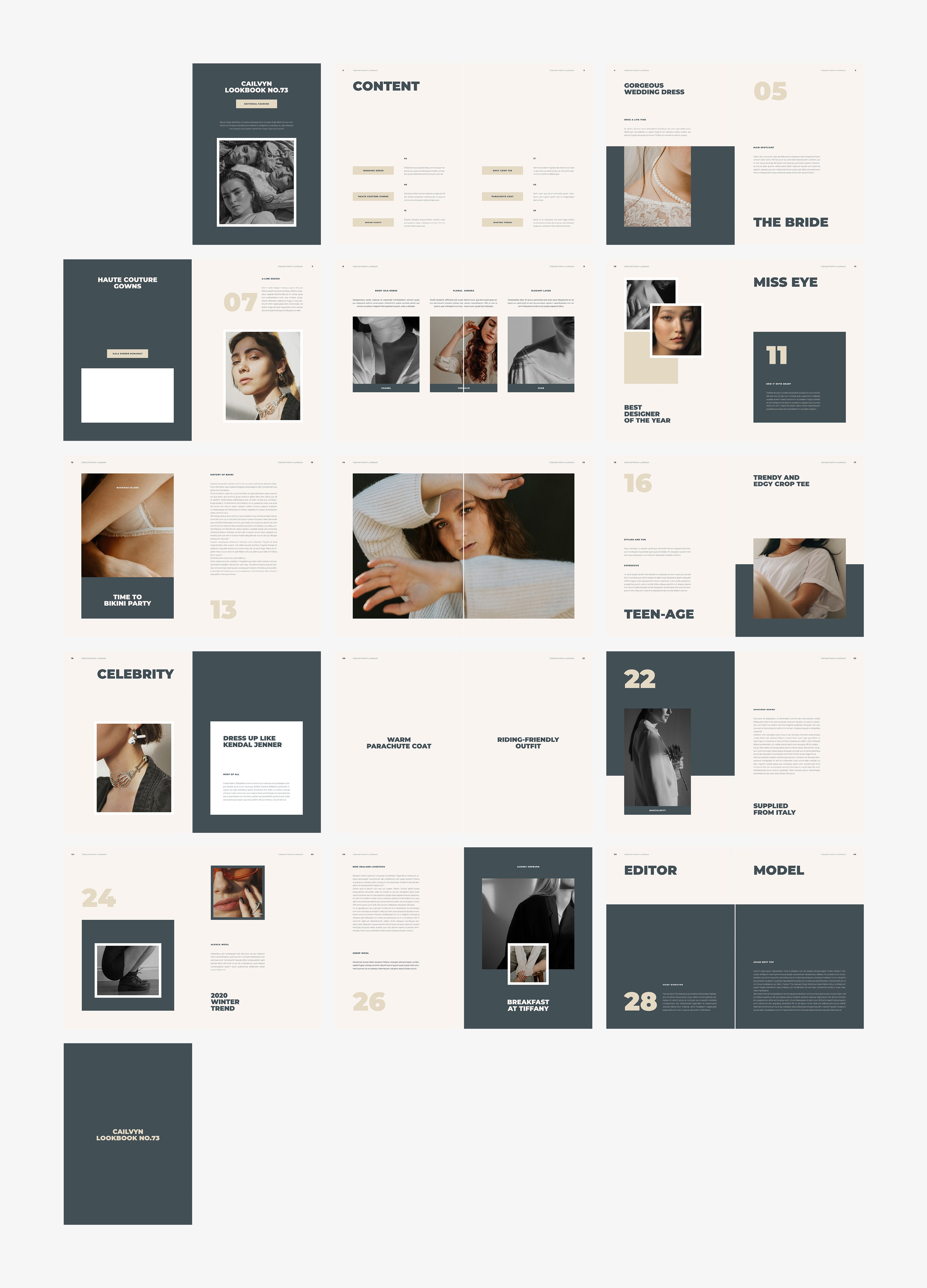 时尚服装摄影作品集设计INDD画册模板 CAILVYN Editorial Fashion Lookbook_img_2
