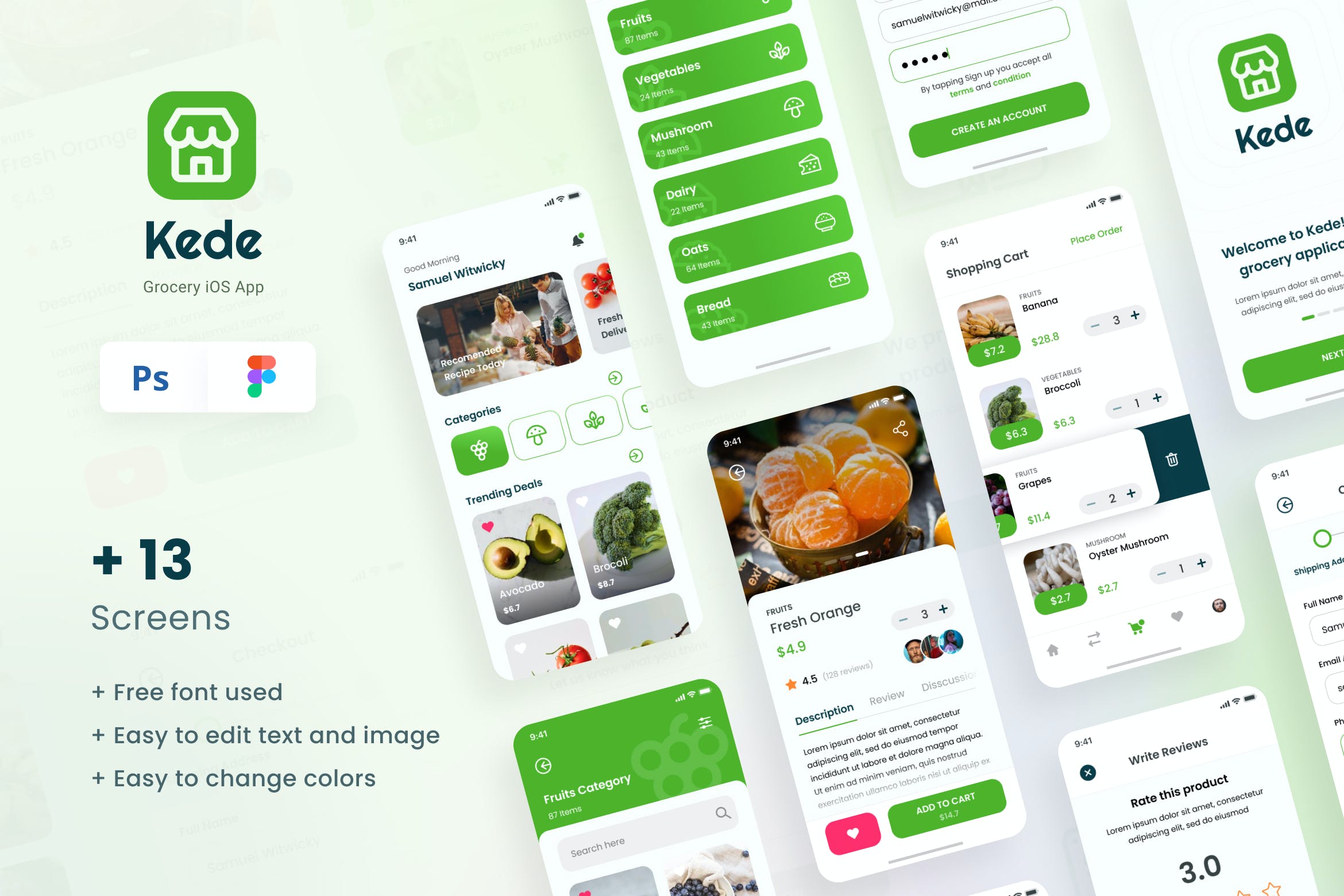 杂货店在线购物电子商城iOS APP应用软件设计UI套件模板 Kede - Grocery iOS App Design UI Template_img_2