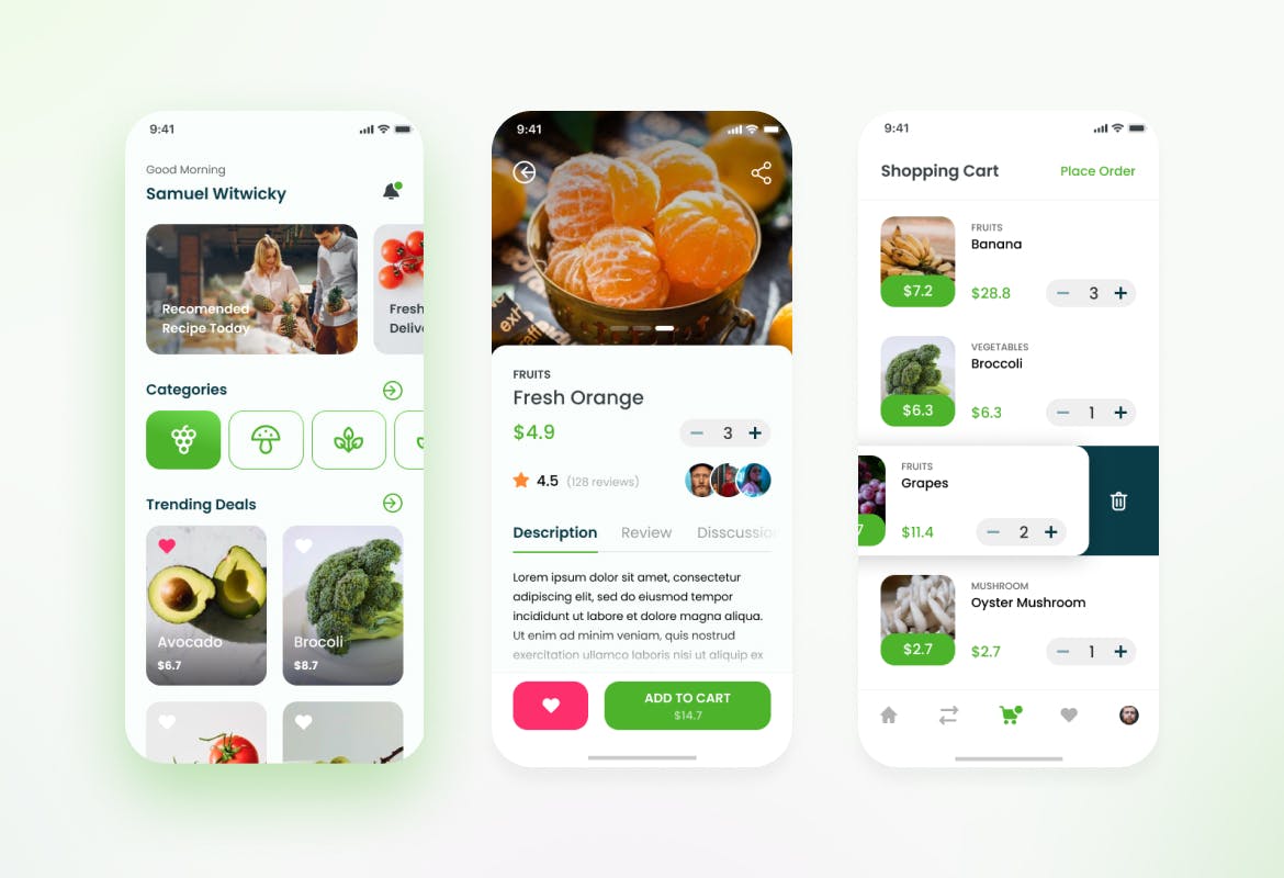 杂货店在线购物电子商城iOS APP应用软件设计UI套件模板 Kede - Grocery iOS App Design UI Template_img_2