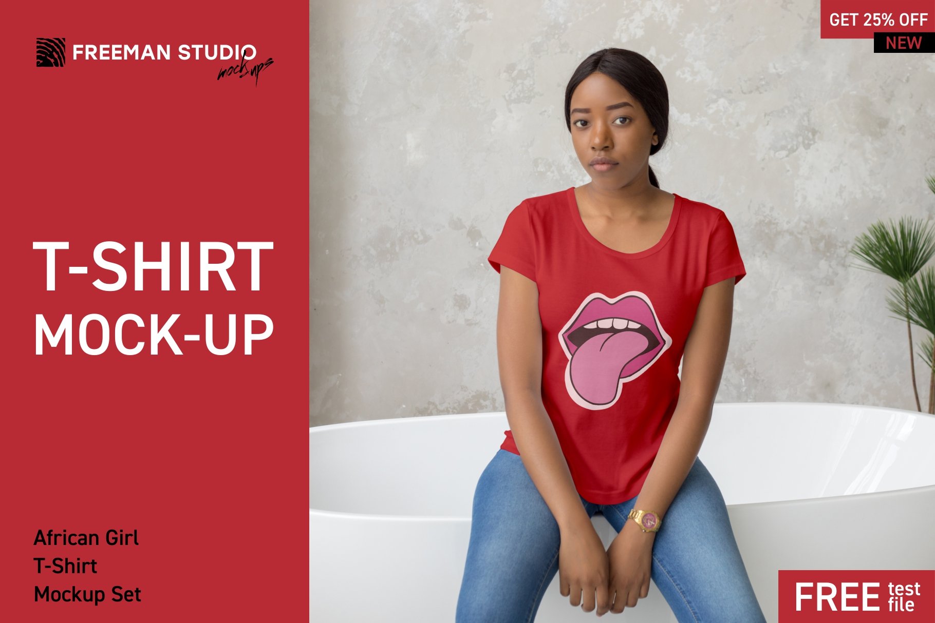 16款非洲女孩T恤半袖衫印花图案设计智能贴图样机合集 African Girl T-Shirt Mockup Set_img_2