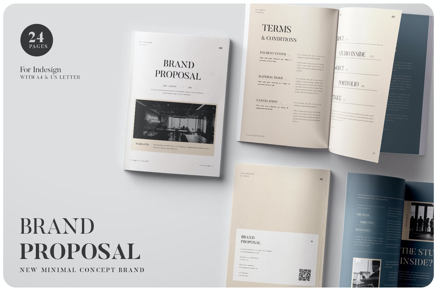 极简品牌VI指南设计INDD画册模板 Brand Proposal Brochure_img_2