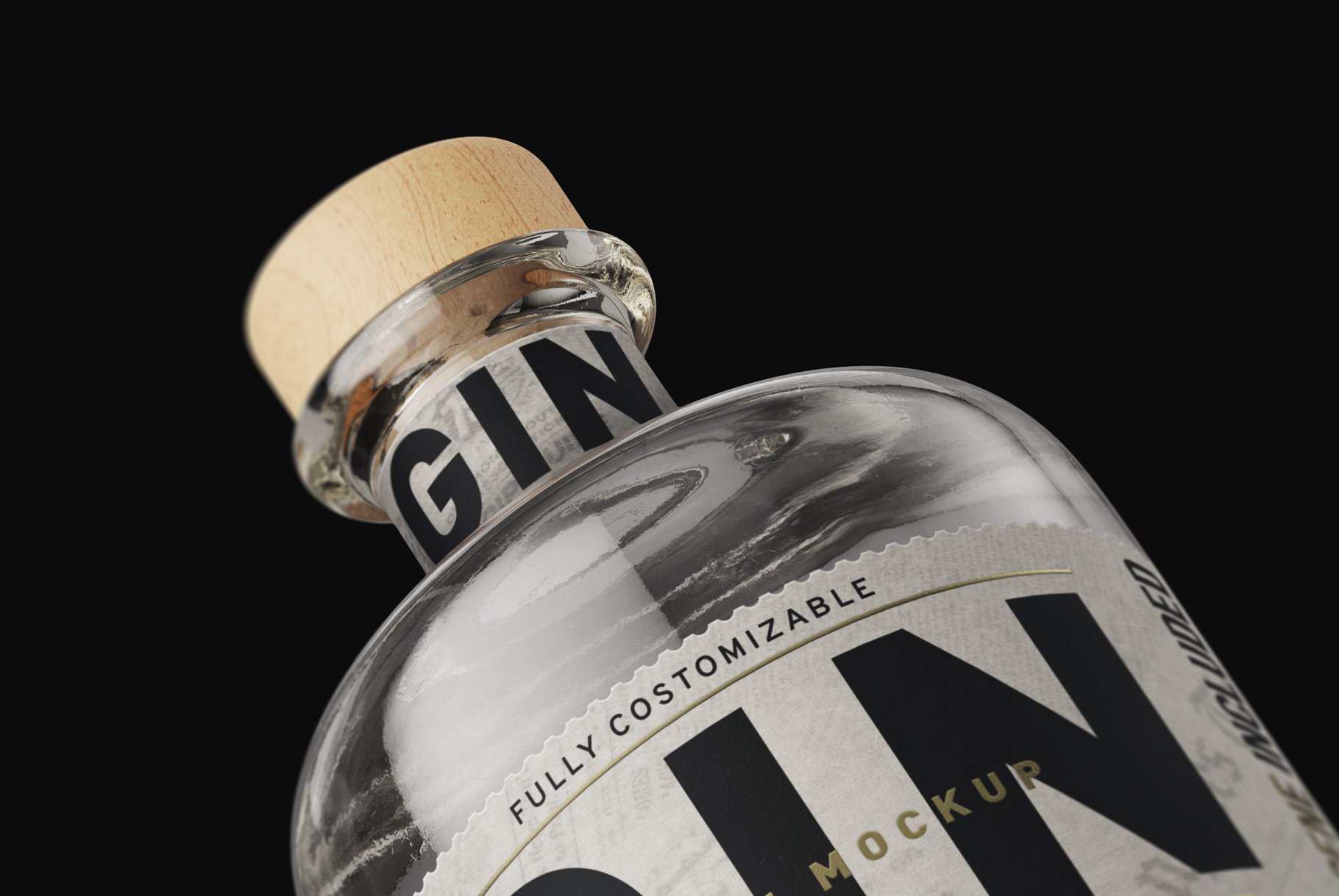 杜松子玻璃酒瓶标签设计展示样机模板 Gin Bottle Mockup_img_2