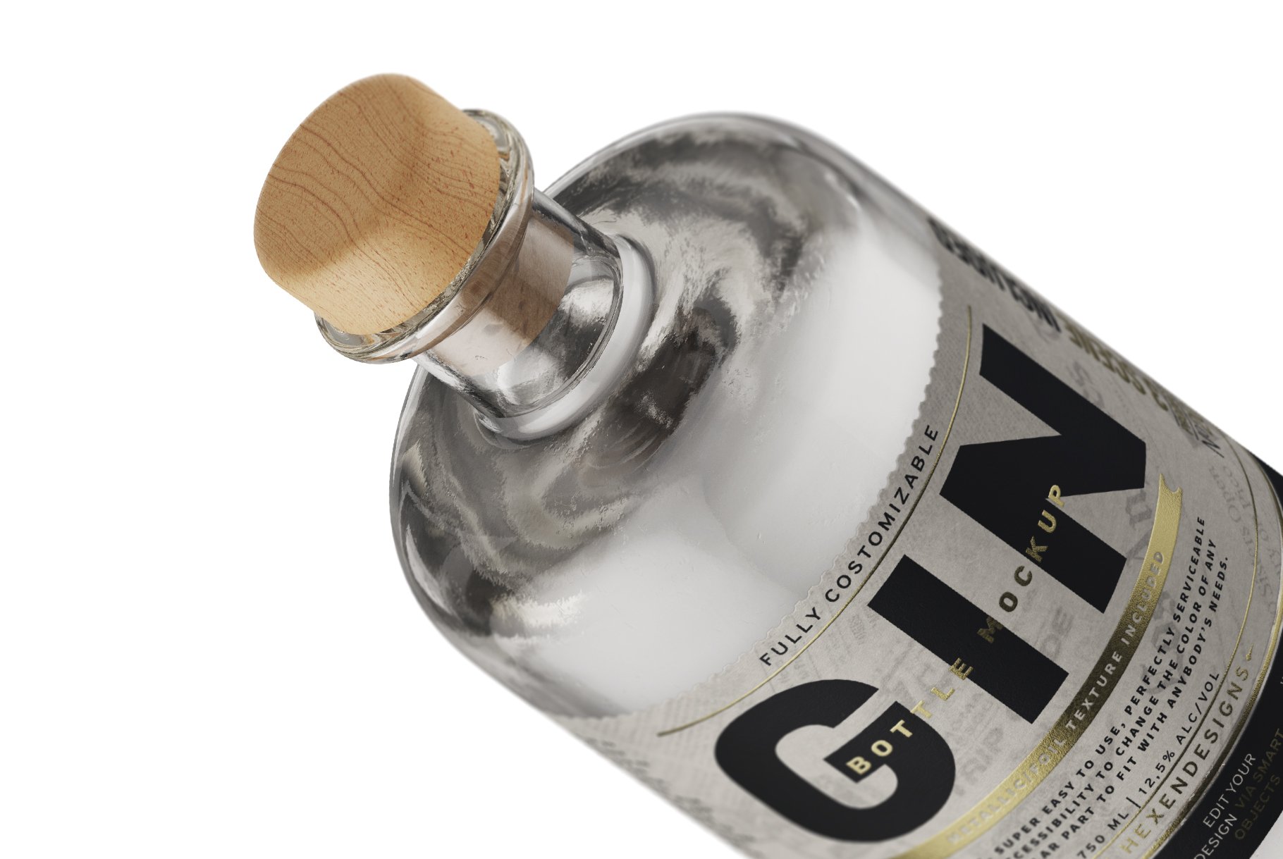 杜松子玻璃酒瓶标签设计展示样机模板 Gin Bottle Mockup_img_2