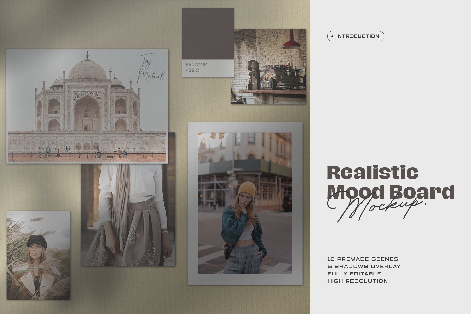 优雅剪贴相片情绪版卡片拼贴设计智能贴图展示样机 Moodboard Mockup Kit_img_2