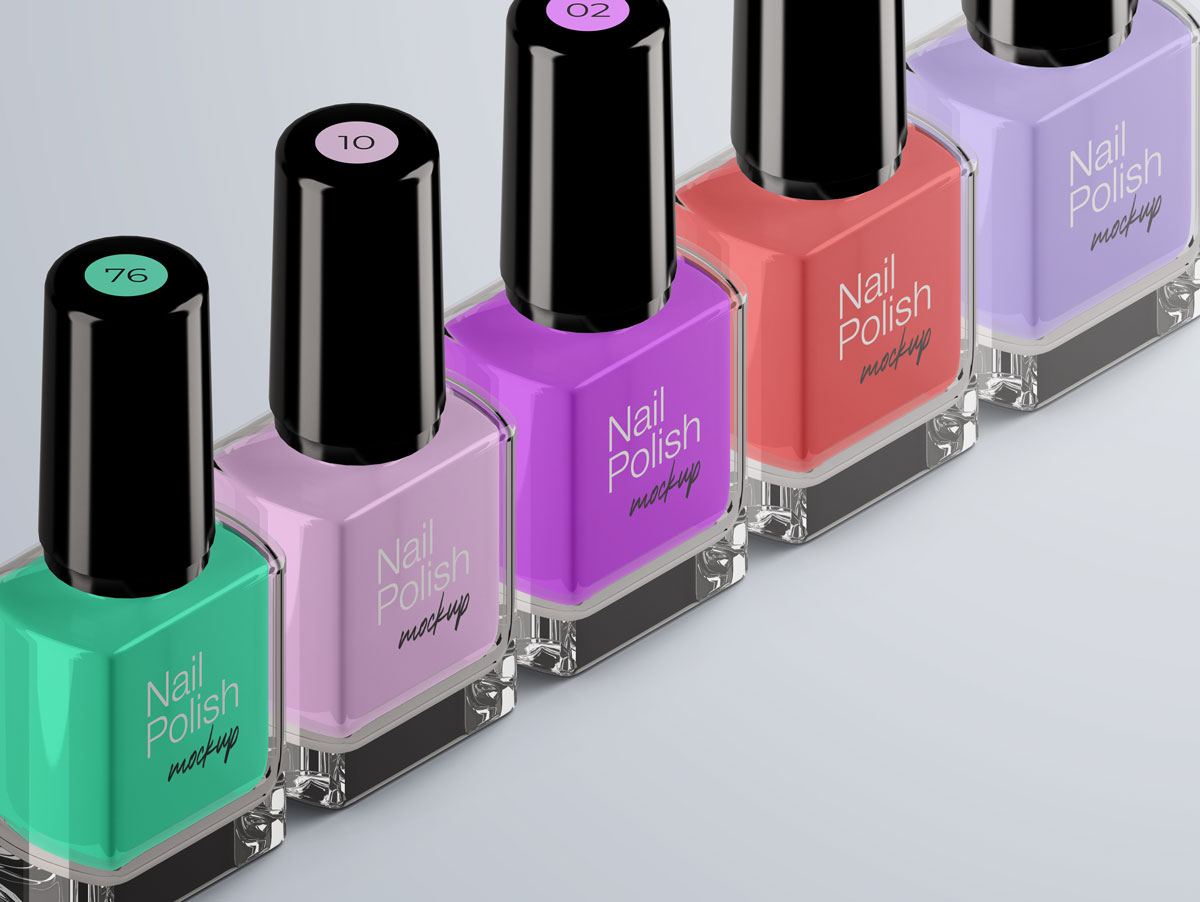 8款指甲油玻璃包装瓶设计展示样机模板 Nail Polish Bottle Mockup Pack_img_2