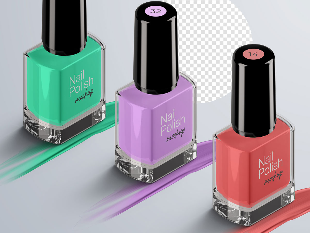 8款指甲油玻璃包装瓶设计展示样机模板 Nail Polish Bottle Mockup Pack_img_2