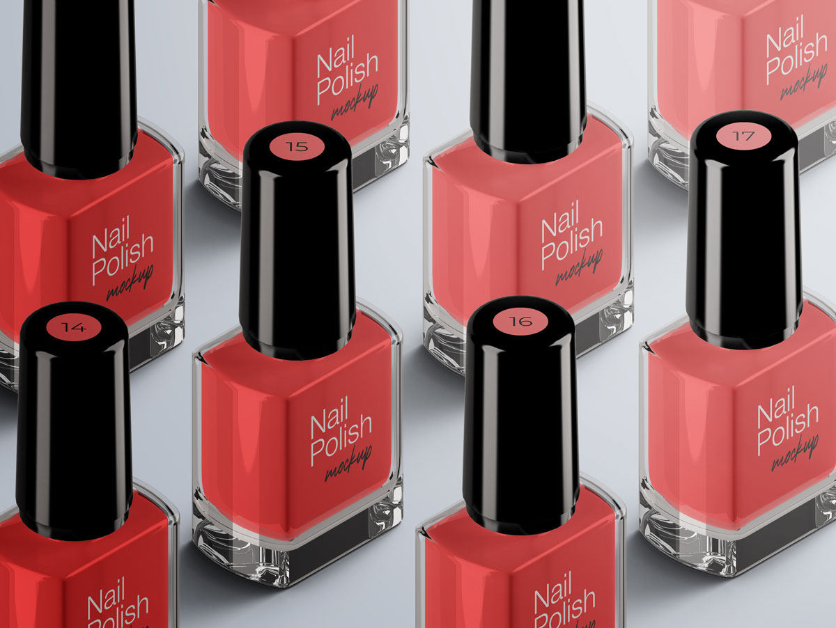 8款指甲油玻璃包装瓶设计展示样机模板 Nail Polish Bottle Mockup Pack_img_2