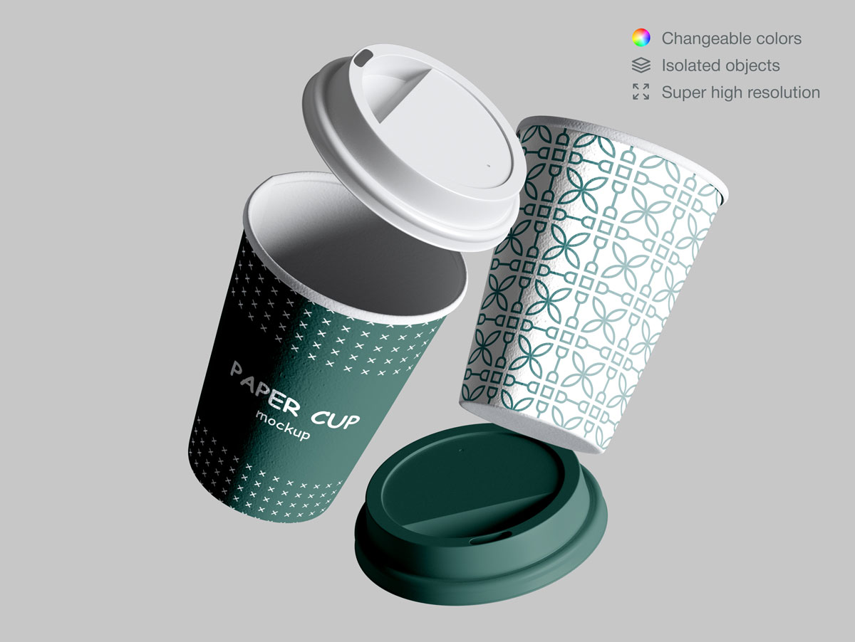 咖啡纸杯包装纸袋设计展示样机模板合集 Takeaway Paper Cups and Coffee Branding Mockup Set_img_2