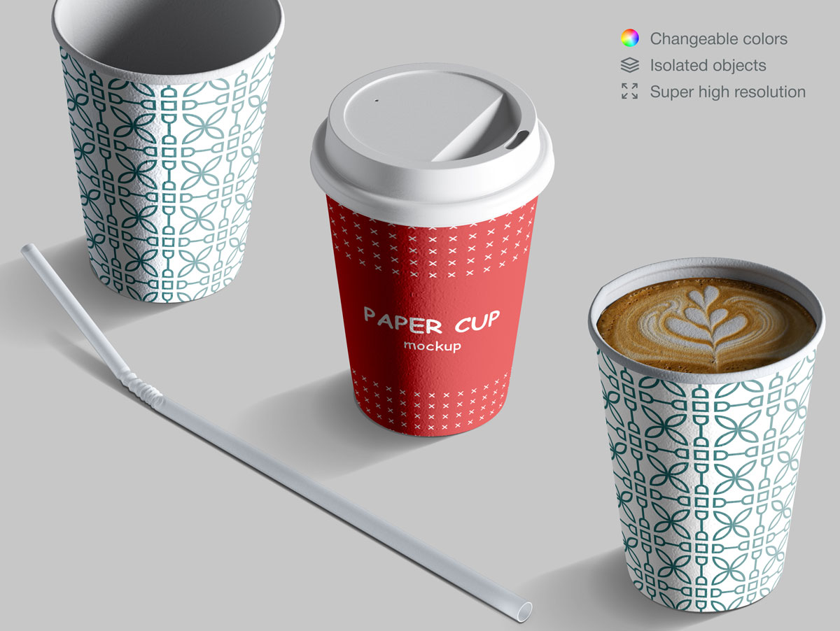 咖啡纸杯包装纸袋设计展示样机模板合集 Takeaway Paper Cups and Coffee Branding Mockup Set_img_2