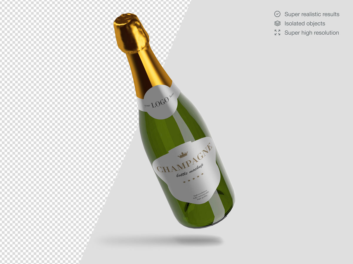 16款香槟酒瓶设计展示样机PSD模板 Champagne Bottle Mockup Pack_img_2