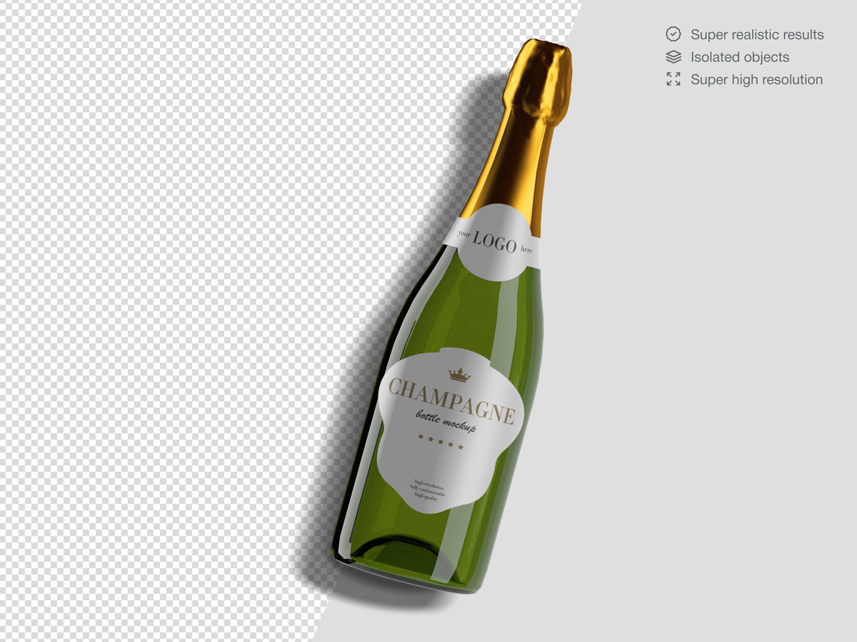 16款香槟酒瓶设计展示样机PSD模板 Champagne Bottle Mockup Pack_img_2