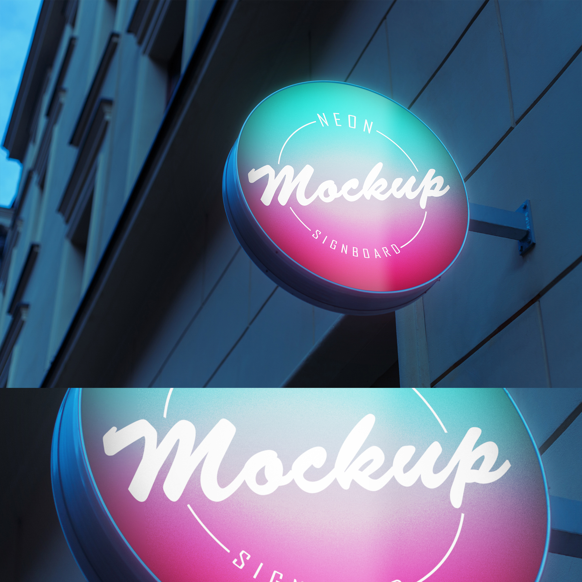 6款霓虹灯效果招牌设计展示智能贴图样机 6 Neon Signboard Mockups_img_2