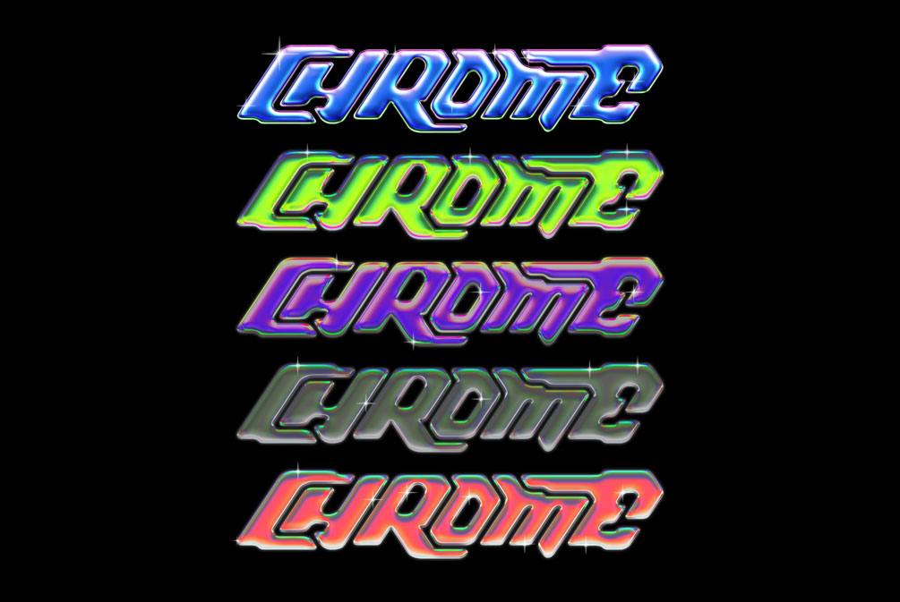 全息渐变3D立体标题字体设计PS样式模板 Chrome Template 6_img_2