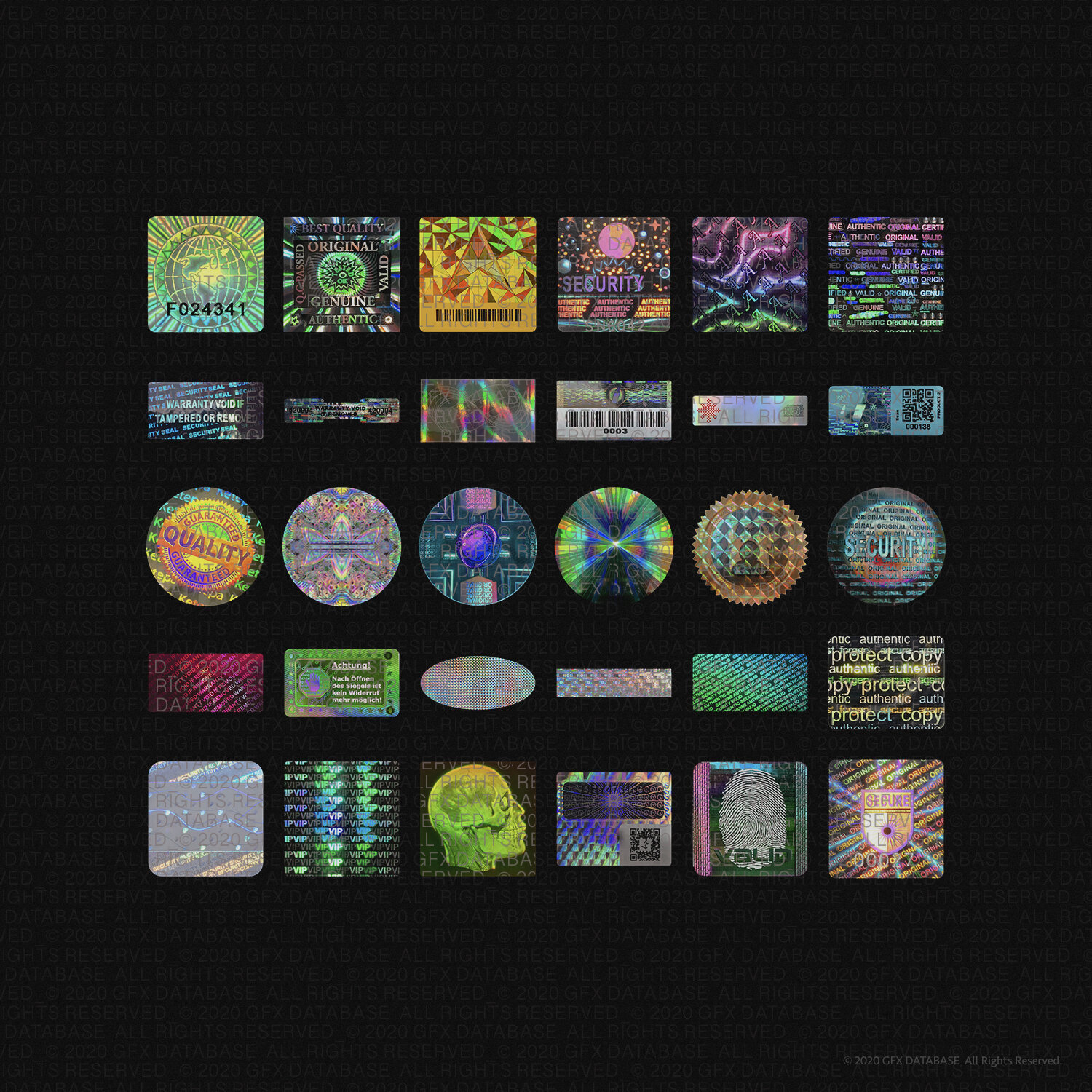 30款高清潮流全息镭射标签贴纸背景PNG免抠图片素材 30 Hologram Sticker Pack V1_img_2