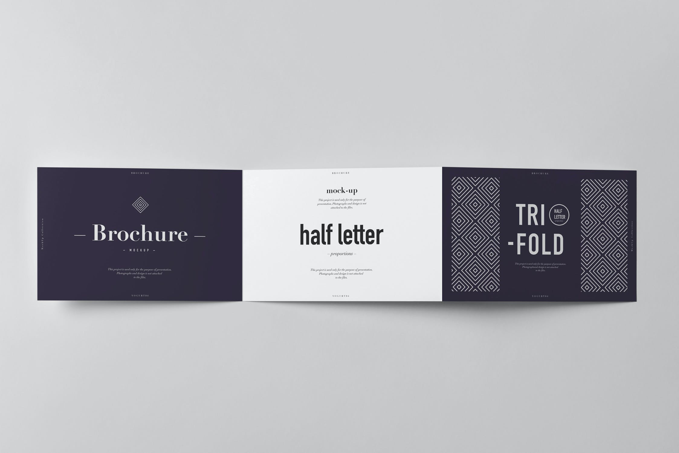 9款横版三折页小册子设计展示样机模板 Tri-Fold Half Letter Horizontal Brochure Mockup_img_2