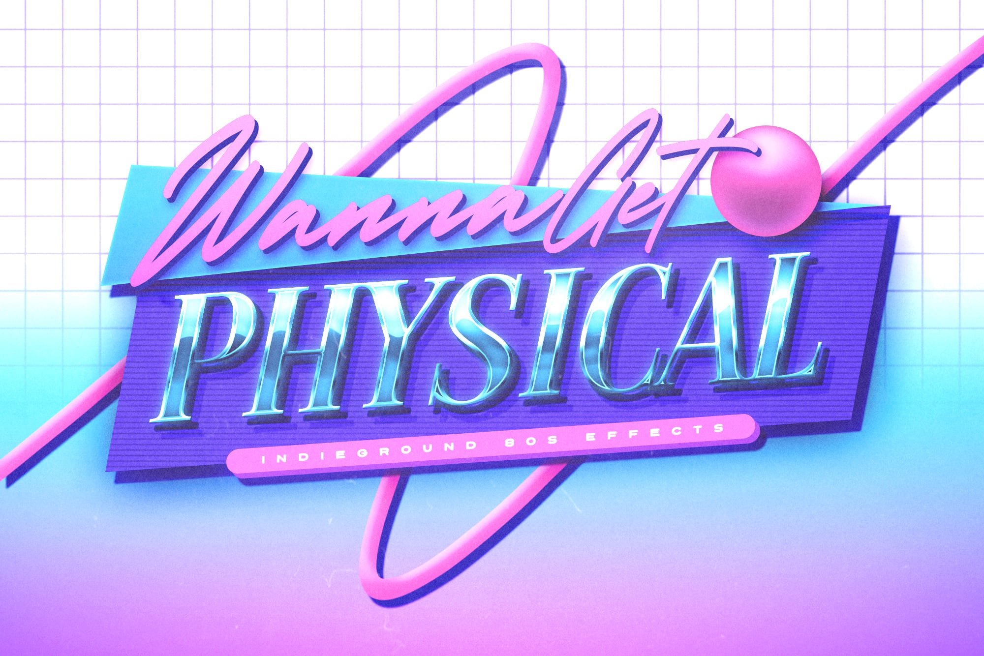 30款潮流复古蒸汽波3D立体LOGO炫酷海报标题字体PS样式模板 80S Text Effects Complete Bundle_img_2