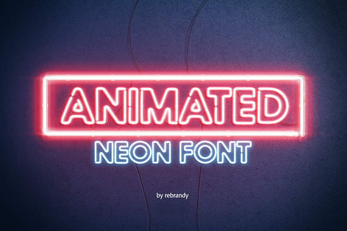 霓虹灯发光效果徽标大写字母设计展示动态样机模板 Animated Neon Font_img_2