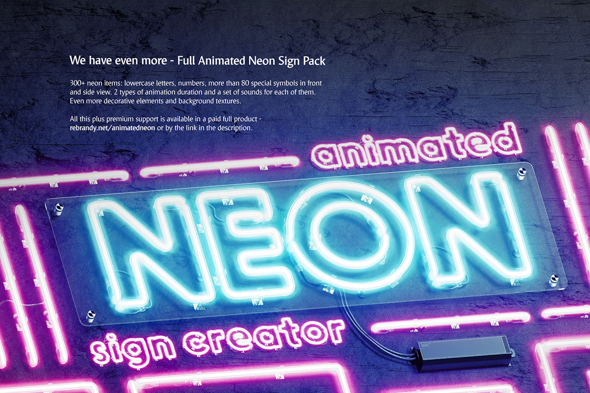 霓虹灯发光效果徽标大写字母设计展示动态样机模板 Animated Neon Font_img_2